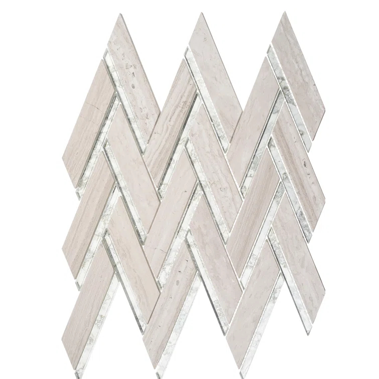 Skylar Stone and Mirror Glass Mosaic Shower Walls, Kitchen Backsplash, Wall and Floor Tile