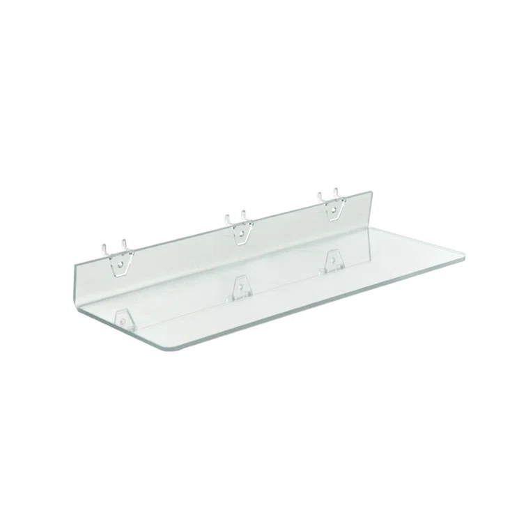 Clear Acrylic Shelf for Pegboard & Slatwall 20" x 6" x 2", 4-Pack