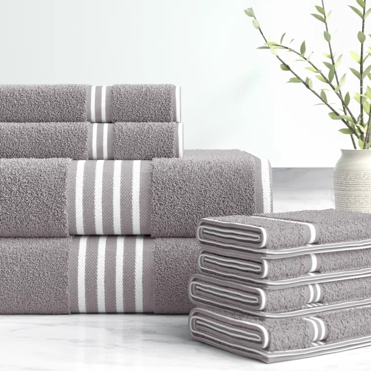 8PC Towel Set - 575GSM 100% Cotton Bathroom Essentials with 2 Bath Towels, 2 Hand Towels, 2 Washcloths, and 2 Fingertip cloths- Absorbent Sheets for Bath, Gym, Dorm and Spa by Lavish Home