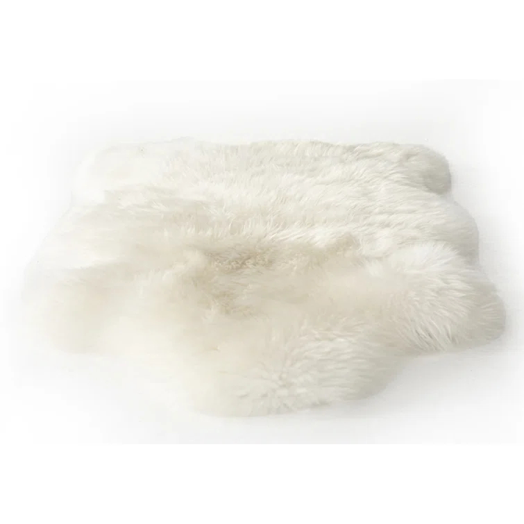 Mateo Collection Luxurious Cream Lambskin Throw Blanket