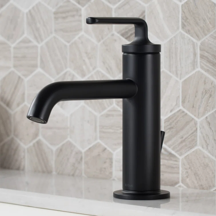 KRAUS Ramus Single Handle Bathroom Sink Faucet with Lift Rod Drain
