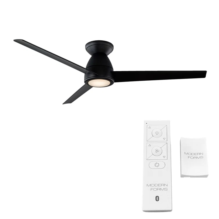 Tip Top 3 - Blade Smart Flush Mount Ceiling Fan with LED Light Kit and Bluetooth Remote Control Included Included