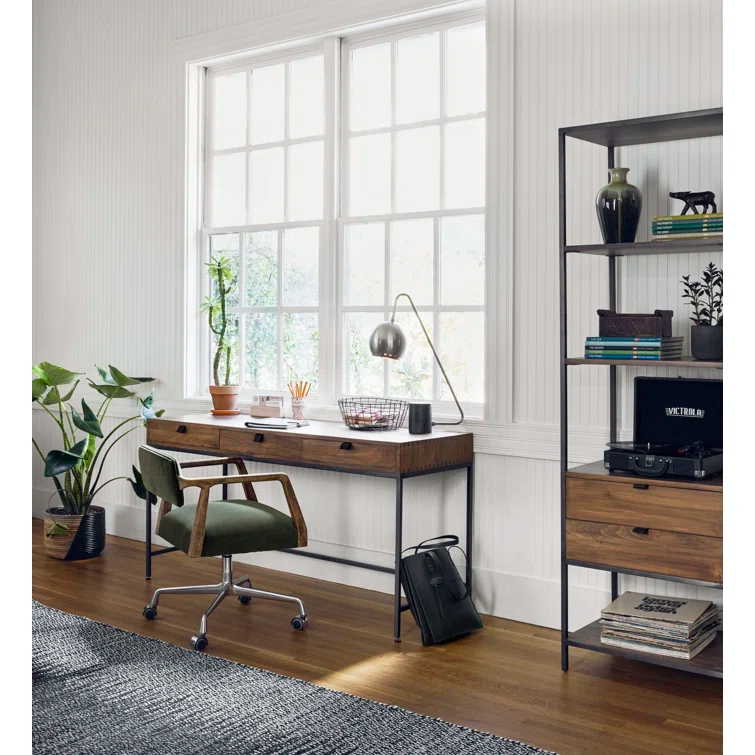 Auburn Poplar and Raw Iron 2-Drawer Bookcase