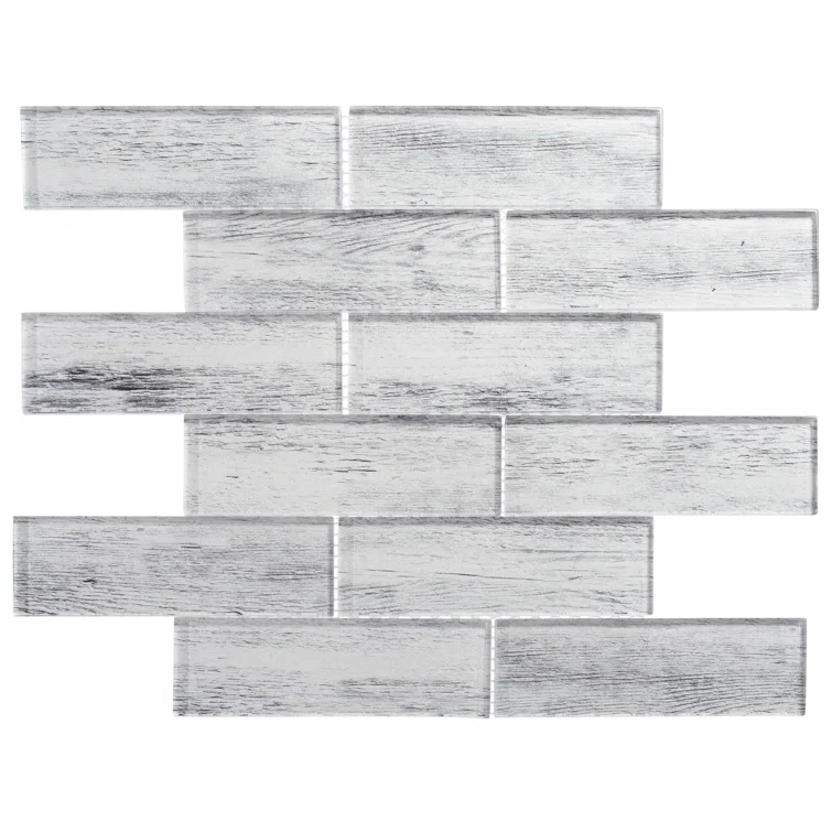 Andova Migdal 2'' x 6'' Glass Brick Joint Mosaic Kitchen Backsplash, Bathroom, Shower, Wall and Floor Tile