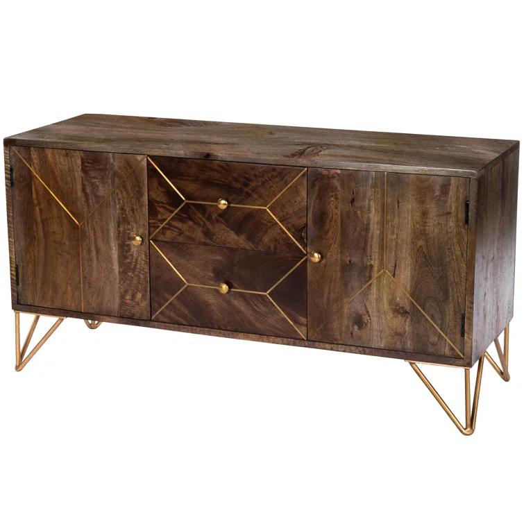 Butler Specialty Company Alda 47" Wood & Brass Metal Inlay Tv Stand