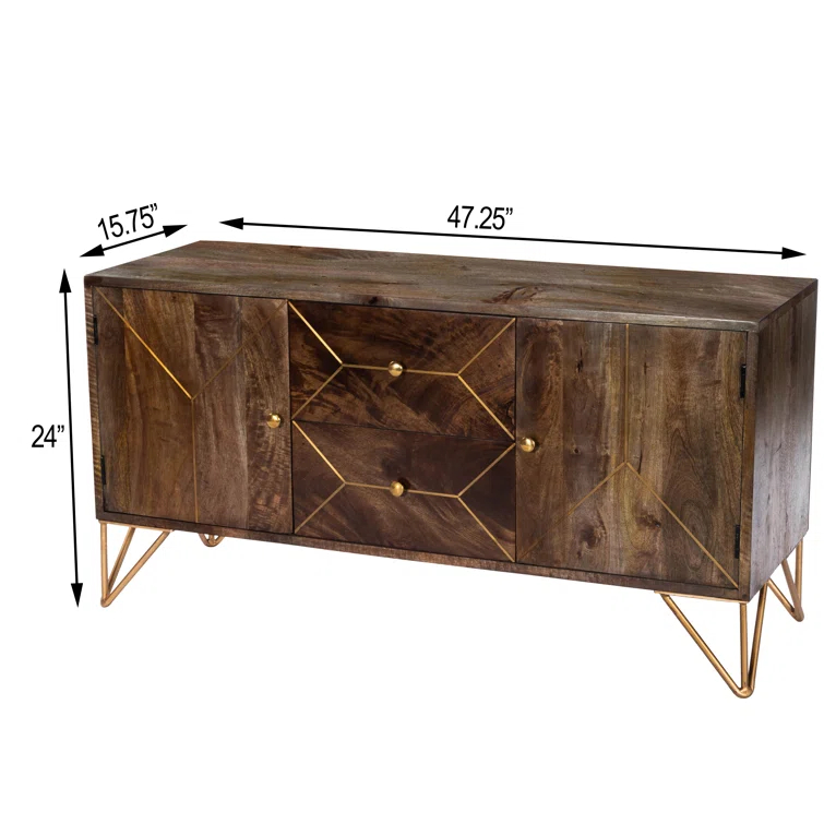 Butler Specialty Company Alda 47" Wood & Brass Metal Inlay Tv Stand