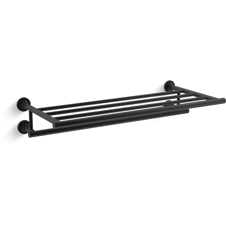 Purist® 24" Hotelier Metal Wall-Mount Bathroom Shelf, Towel Holder