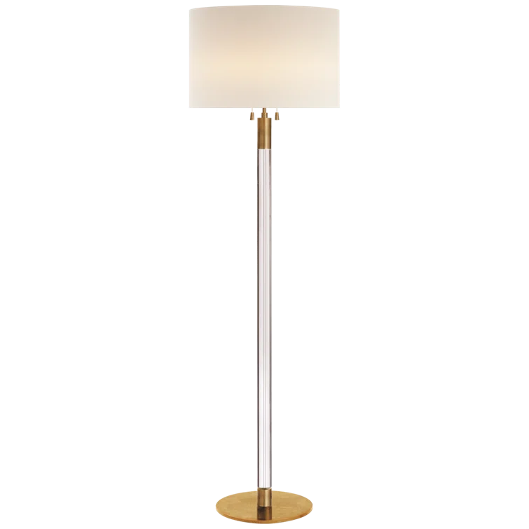 Antique Brass & Crystal Adjustable Outdoor Floor Lamp Set