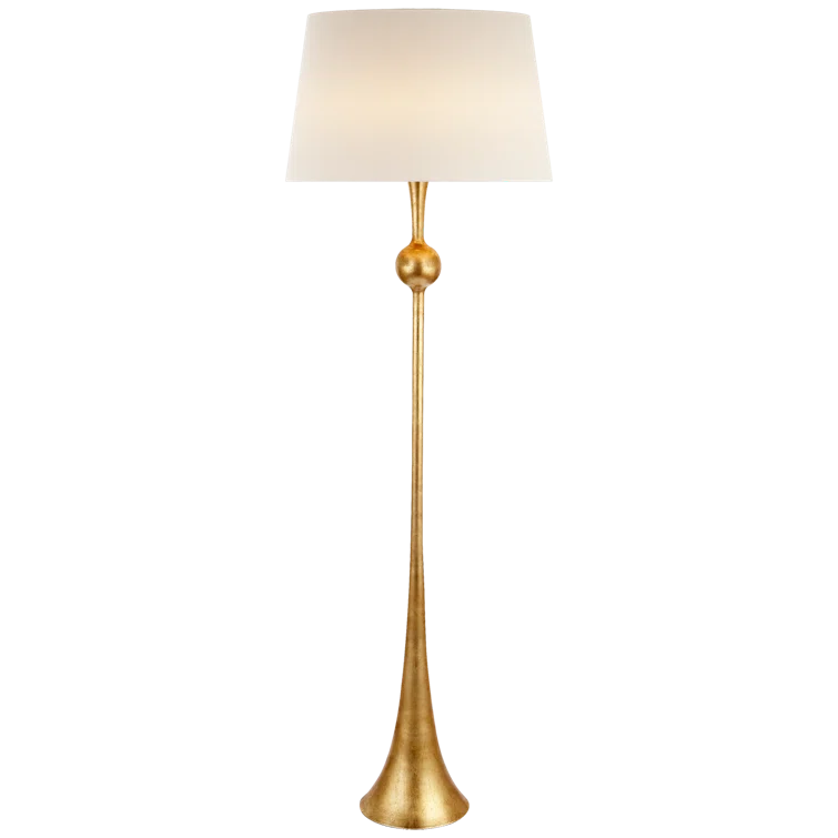 Edison Adjustable Outdoor Gold Floor Lamp with Linen Shade