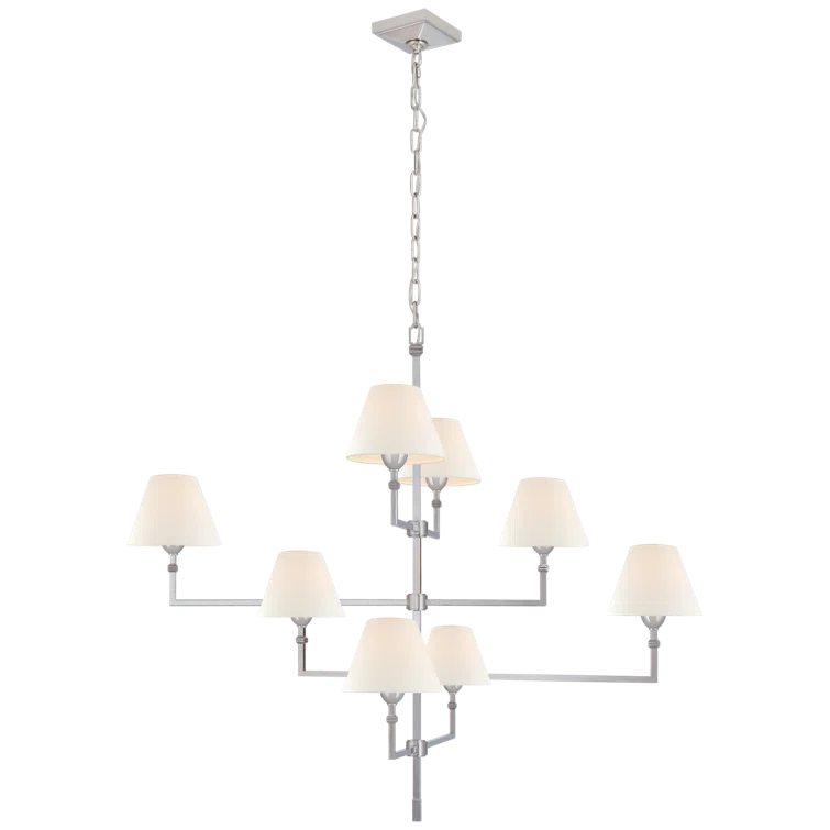 Polished Nickel Crystal Candle 8-Light Chandelier