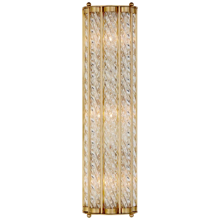 Eaton Antique Brass Dimmable Direct Wired Sconce, 21 in Height
