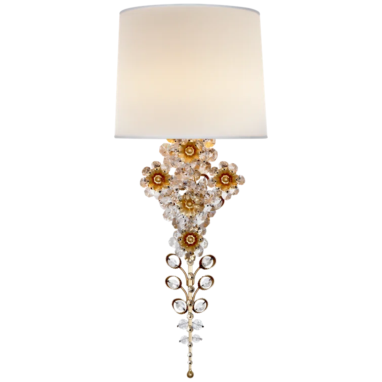 Gold Direct Wired Electric Sconce with Linen Shade