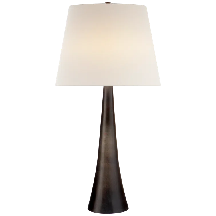 Dover Aged Iron Outdoor Desk Lamp with Linen Shade
