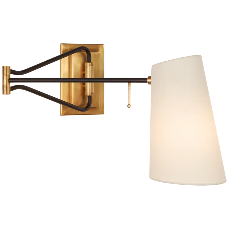 Keil 10" Black Linen Shade Swing Arm Wall Light