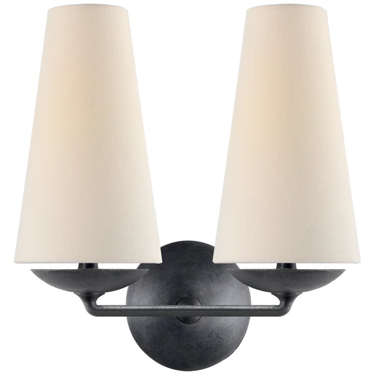 Black Iron Dimmable Wall Sconce with Cone Shades
