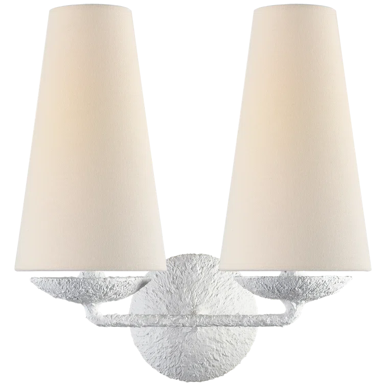 Fontaine Bronze 14'' Dimmable Direct Wired Wall Sconce with White Shade