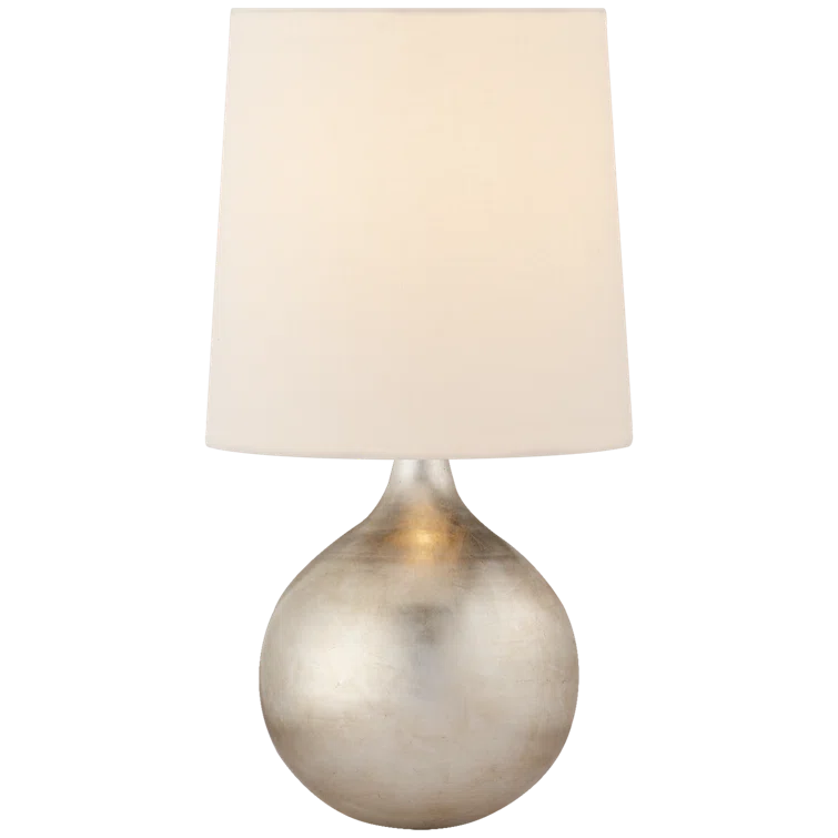 Burnished Silver Leaf Adjustable Outdoor Linen Table Lamp