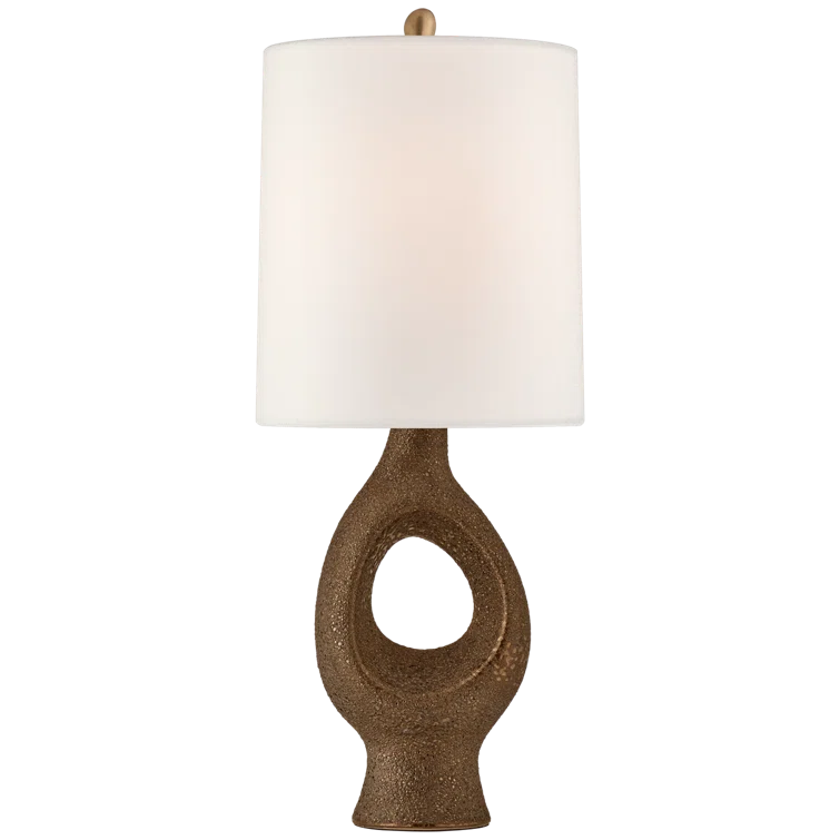 Adjustable Burnt Gold Ceramic Table Lamp with Linen Shade