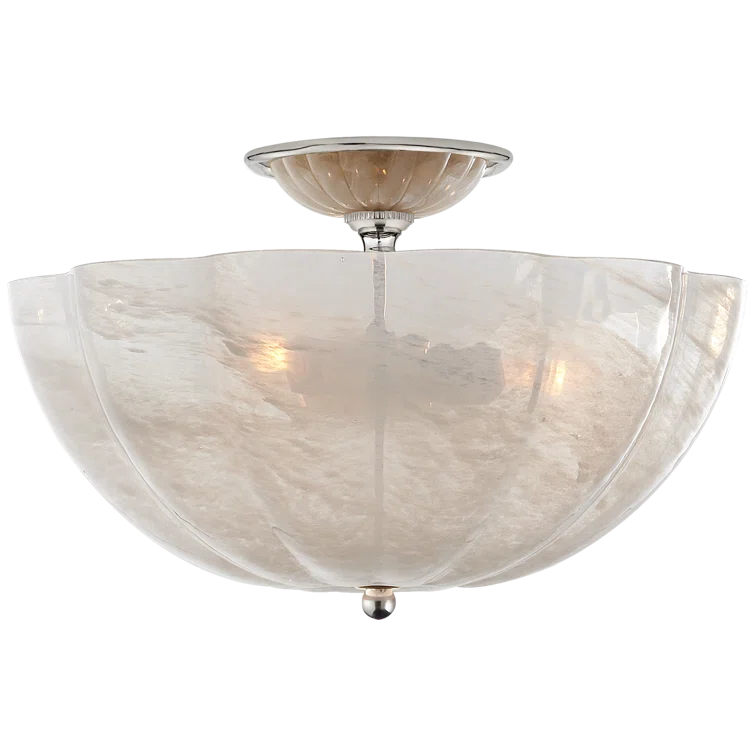 Polished Nickel 16" Glass Semi Flush Mount Light
