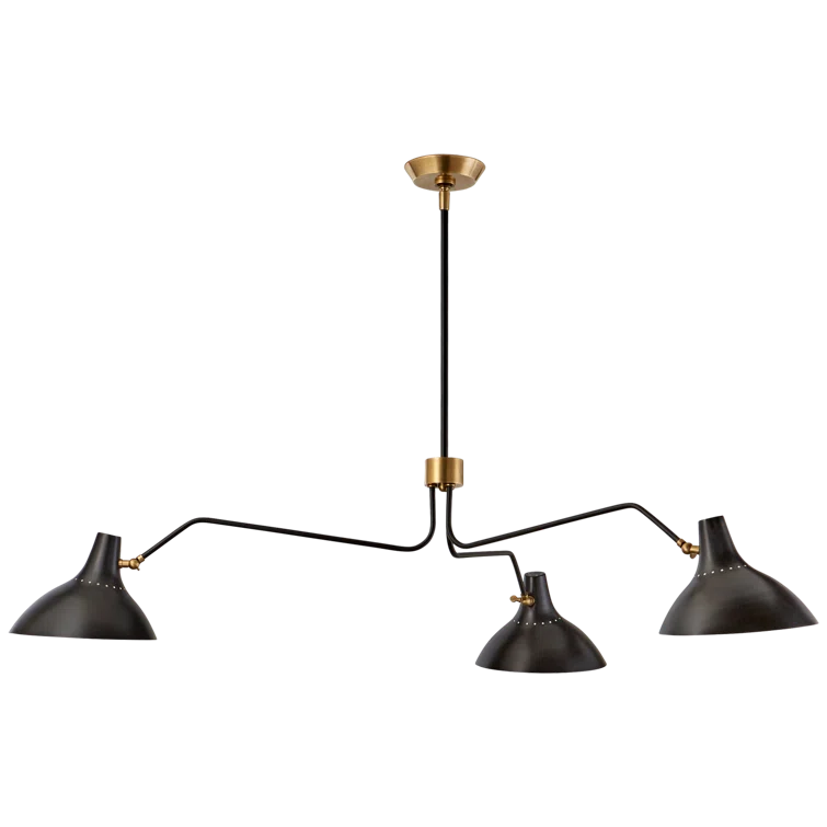 Charlton Triple-Arm Adjustable Black Crystal Chandelier