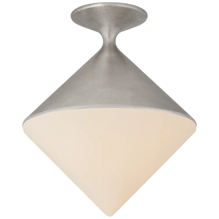 Small Burnished Silver Leaf Glass Flush Mount Light