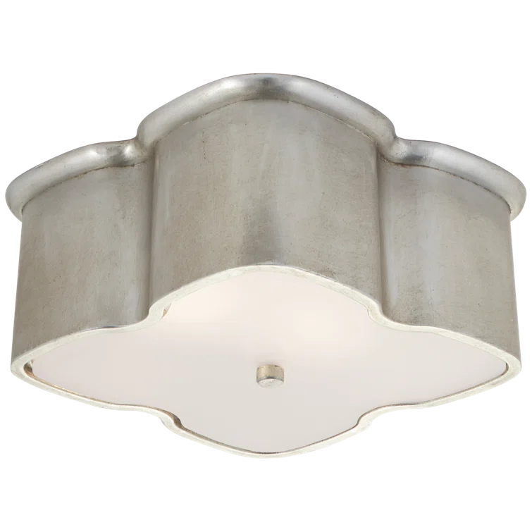 Bolsena Frosted Glass Burnished Silver Leaf Flush Mount Light