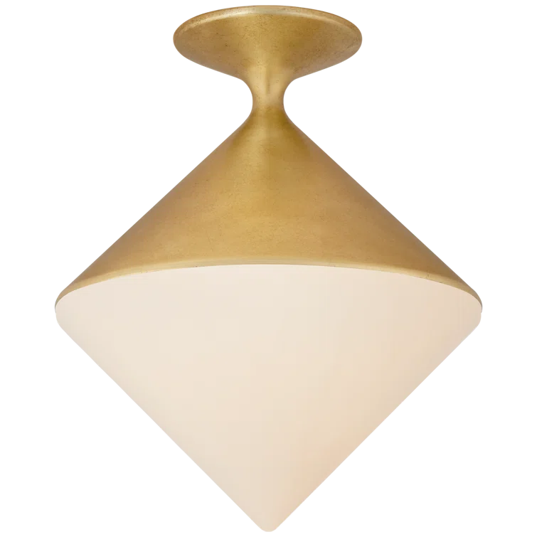 Sarnen Gilded White Glass LED Flush Mount, 15.75"