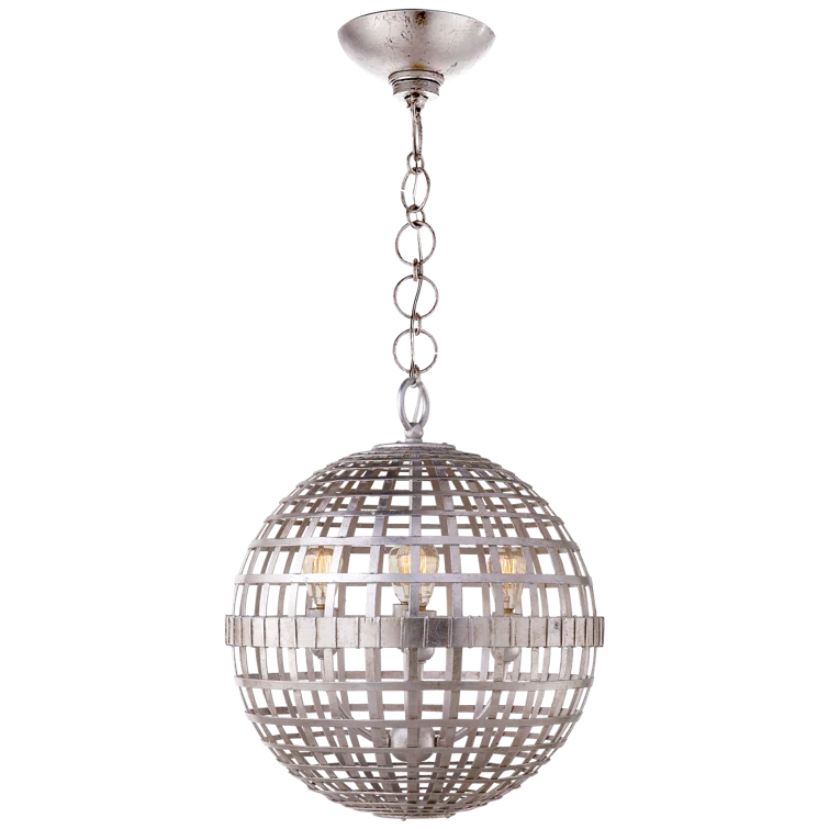 Burnished Silver Leaf Globe Pendant with Incandescent Light