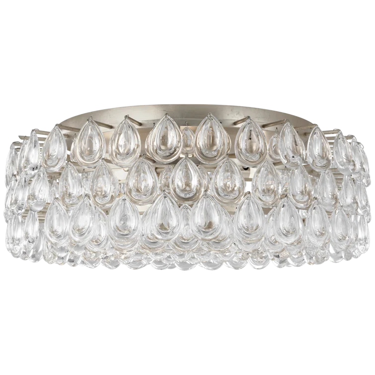 AERIN Liscia 25" Crystal and Burnished Silver Leaf Flush Mount