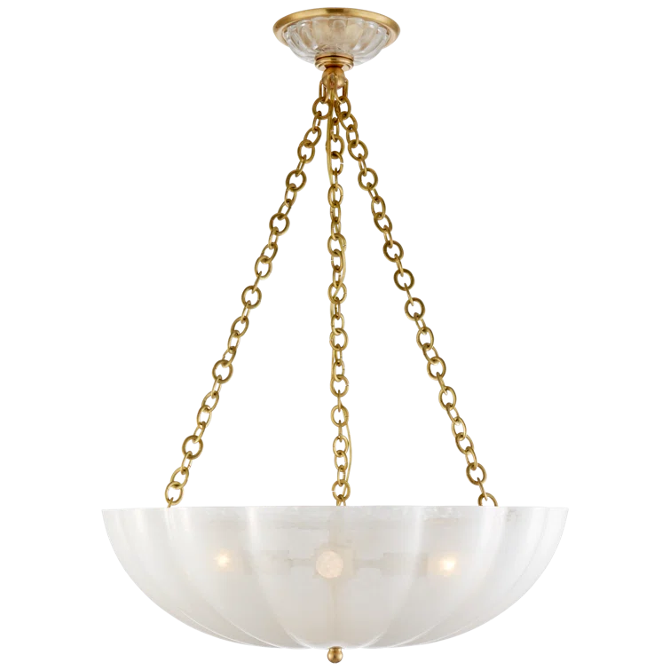 Antique Brass and Crystal 4-Light Candle Chandelier