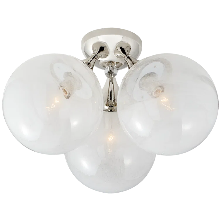Polished Nickel 15" Triple Glass Flush Mount Light