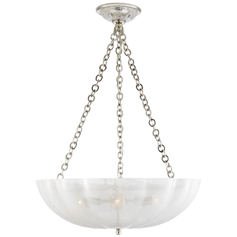 Polished Nickel Crystal Candle Chandelier, 30.25" Height
