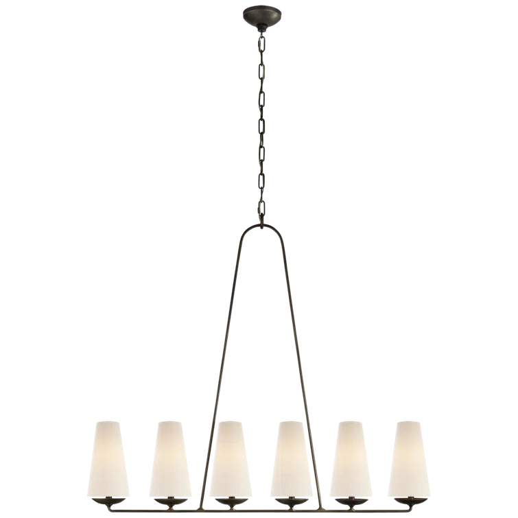 Fontaine Sleek Linear Chandelier in Aged Iron, 39"x45.25"