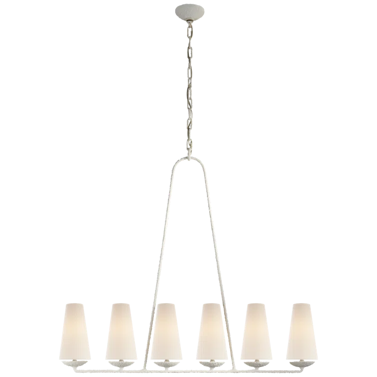 Fontaine Plaster White 6-Light Linear Candle Chandelier