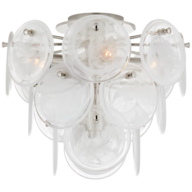 Loire 12" White Glass & Polished Nickel 4-Light Semi Flush Mount