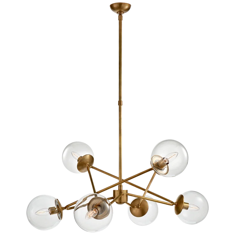 Hand-Rubbed Antique Brass 6-Light Chandelier with Glass Shades