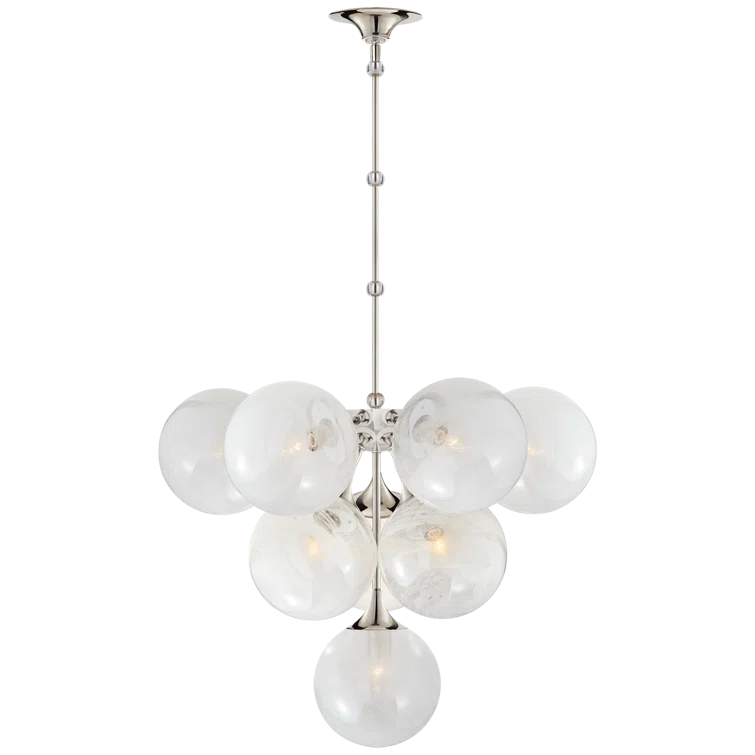 Elegant Tiered Crystal Chandelier in Polished Nickel with Candle Bulbs
