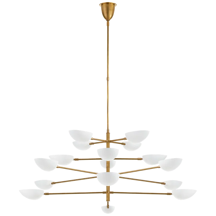 Grande Brass and White Four-Tier Chandelier