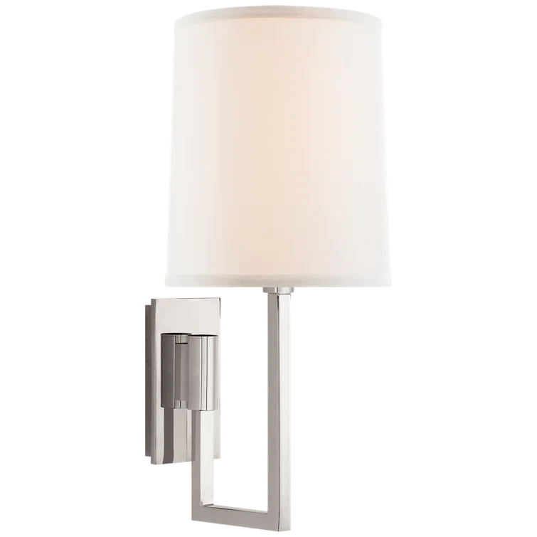 Aspect Polished Nickel Wall Sconce with Ivory Linen Shade