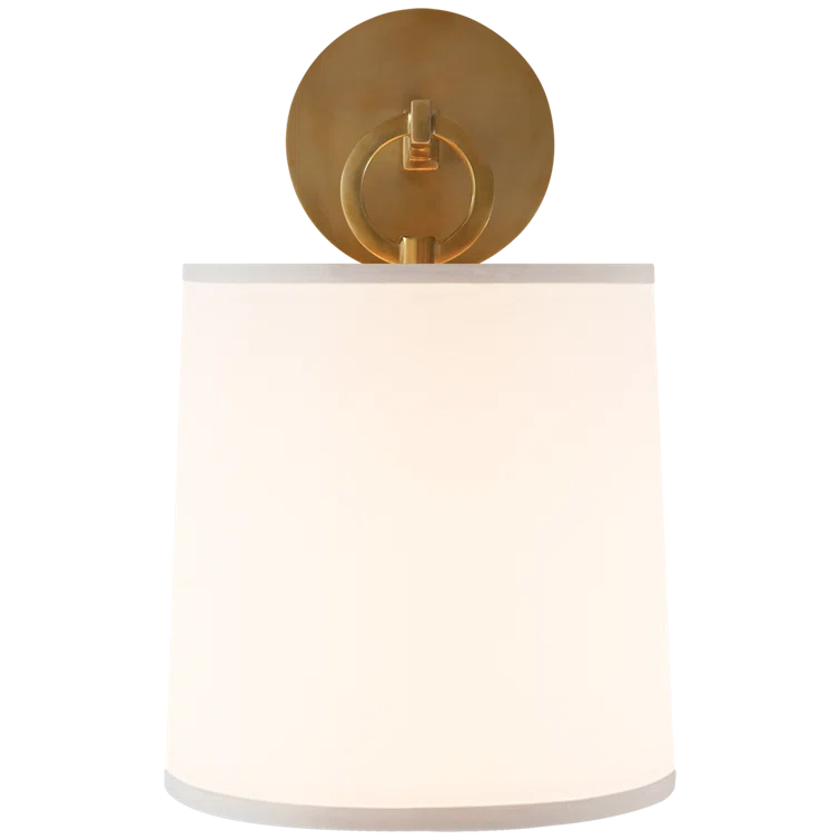 Elegant Soft Brass Dimmable Wall Sconce with Silk Shade