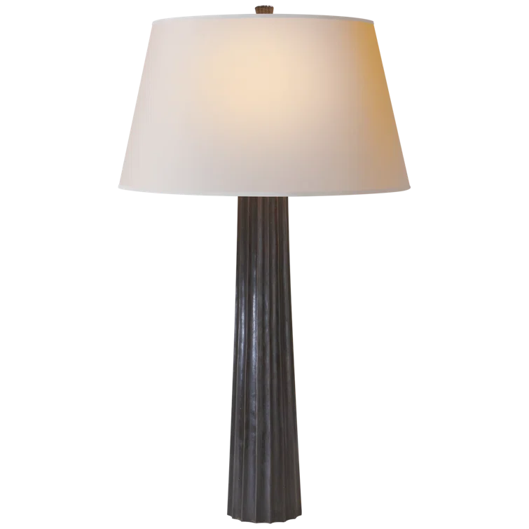 Edison 32" Outdoor Aged Iron Table Lamp with Fabric Shade