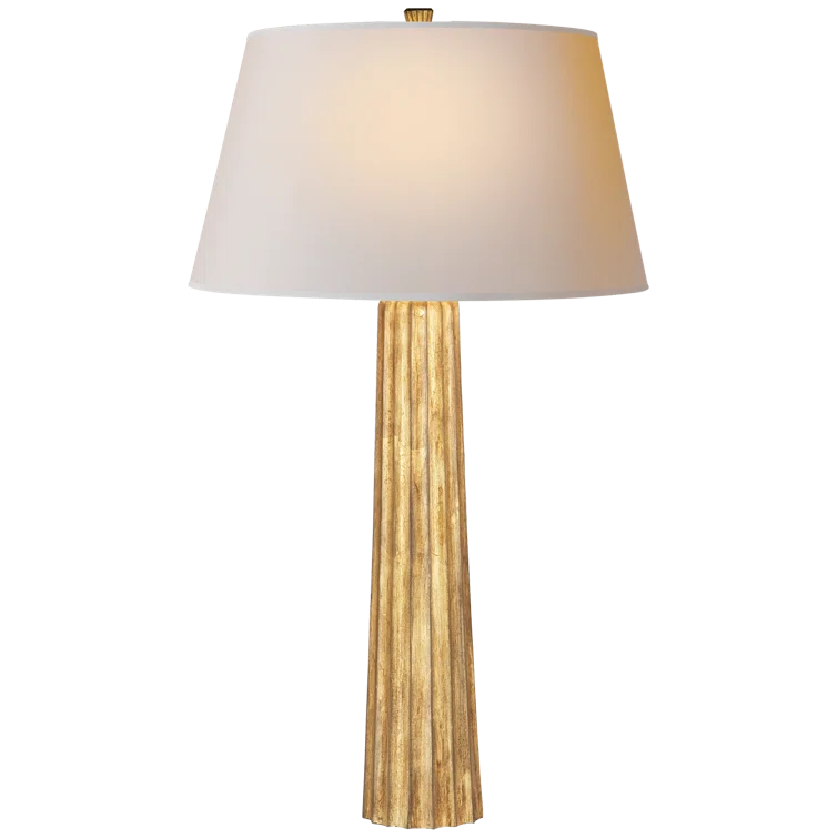 Gilded Iron Fluted Spire 31.5" Table Lamp with Paper Shade