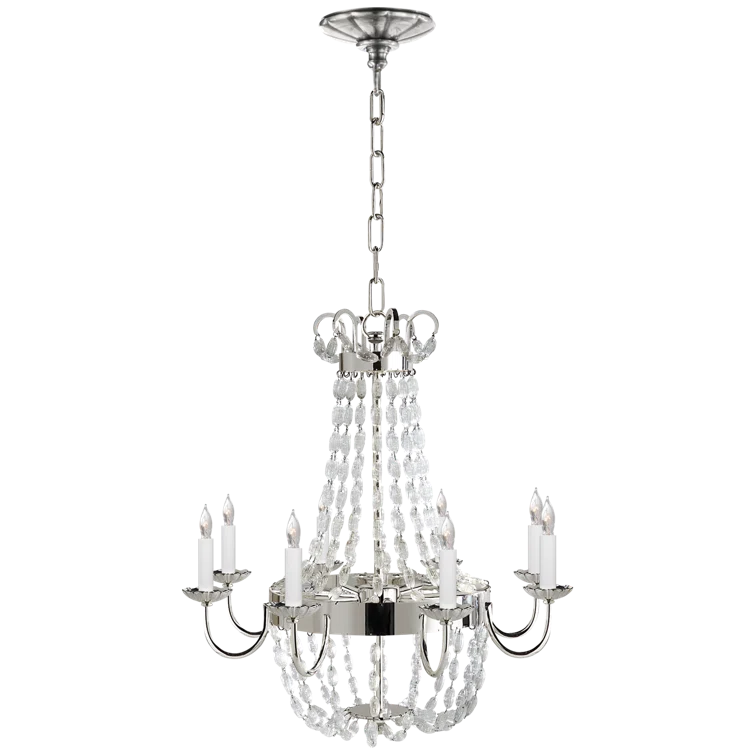 Elegant Brass and Crystal Candle Chandelier, 24" Wide