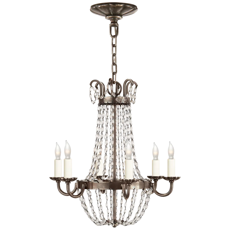Paris Flea Market Inspired 17.5" Brass and Crystal Plug-in Chandelier