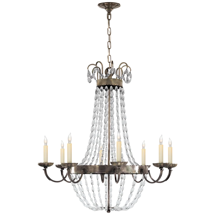 Paris Flea Market Brass & Crystal 8-Light Chandelier