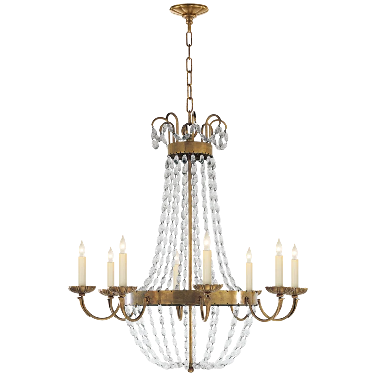 Antique-Burnished Brass Paris Flea Market Crystal Chandelier