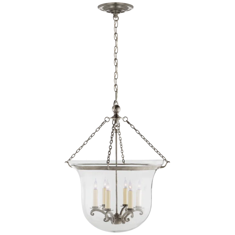 Bronze 6-Light Glass Bell Jar Chandelier