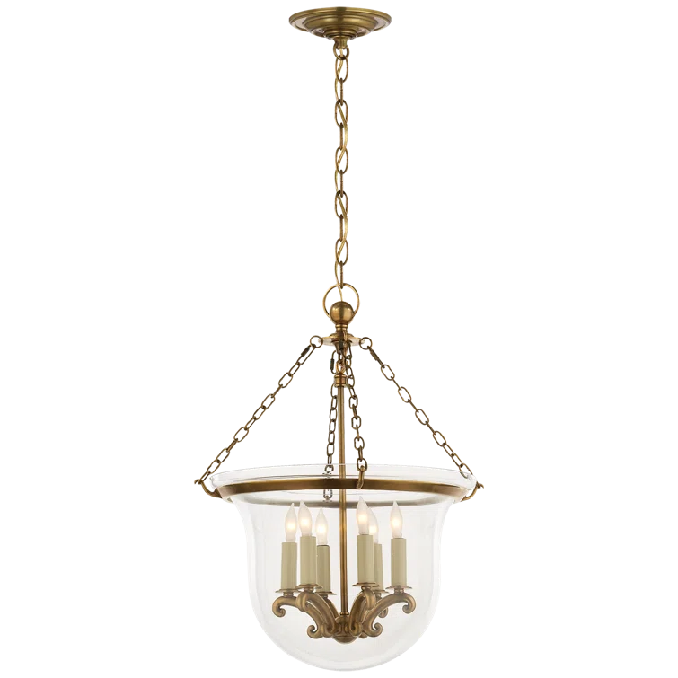 Antique-Burnished Brass 21" Glass Jar Chandelier