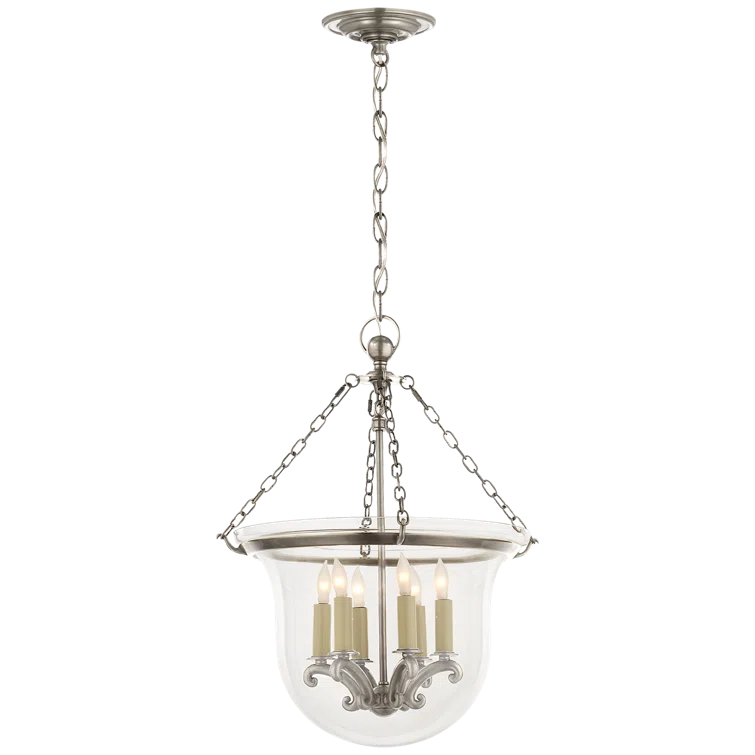 Antique Nickel Glass Bell Jar Chandelier