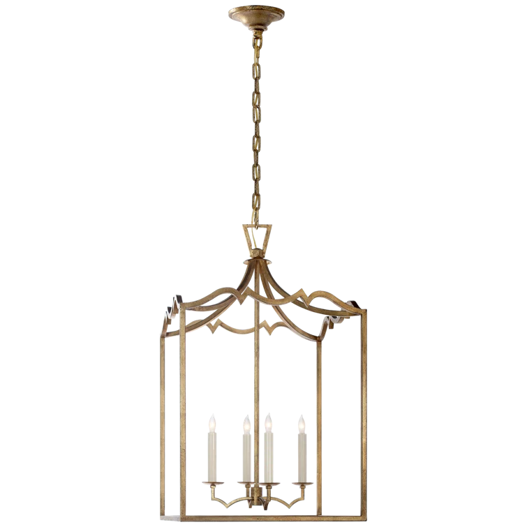 Gilded Iron Elegance 29'' Indoor/Outdoor Baroque-Style Lantern